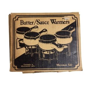 Vintage Stoneware Butter Warmers 4 Pots